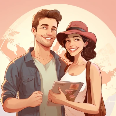 An illustration of a UK Fiancé VISA applicant couple being optimistic about their application because they were helped by Axis Solicitors Limied.